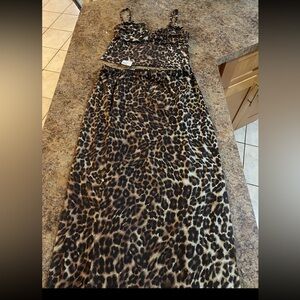 Leopard Print Women's Skirt set